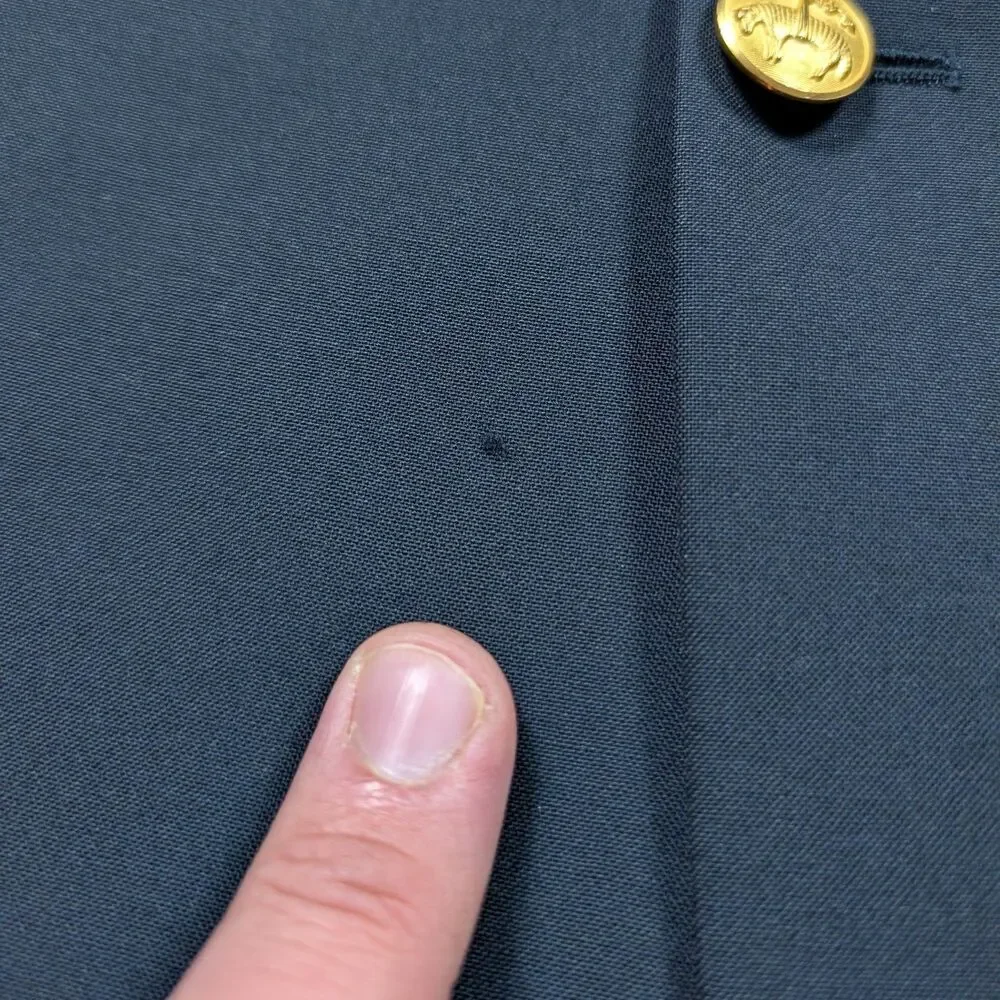 Brooks Brothers Brooksease Loro Piana Wool Blazer Size 45 L Navy Gold Buttons